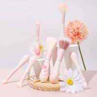 Nouveau BUEART – Lot de 8 pinceaux de maquillage doux roses avec manche en bois et tube en aluminium, pinceau correcteur en éventail pour outils de beauté féminins