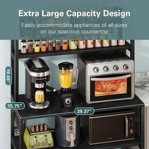 Estante de Cocina Metálico Moderno Huasheng de 5 Niveles, Móvil, con Tomas de Corriente, Soporte para <span class=keywords><strong>Microondas</strong></span> de 38 Pulgadas y Almacenamiento - Product Image 2