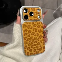 Coque de téléphone antichoc en cuir effet léopard pailleté compatible avec iPhone 11 12 13 14 15 16 17 Pro Max Plus Air