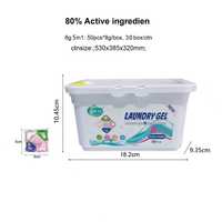 Capsules de lessive écologiques hypoallergéniques 8g 5-en-1, 50 unités/boîte, puissant détachant, dissolution rapide, format voyage