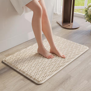 Tapis de bain rectangulaire, couleur unie, matériau mélangé, absorbant, antidérapant, pour salle de bain - Product Image 2