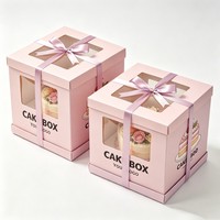 Boîte à gâteau réutilisable de 10 pouces avec fenêtre, emballage alimentaire en gros, meilleur prix, boîte à gâteau d'anniversaire recyclable, emballage à emporter pour desserts