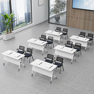 Mesa de Conferencia Plegable Hongxiang de 200 cm, Blanca, con Ruedas, Combinación de Mesa y Sillas para Reuniones y Capacitación de Oficina - Product Image 2