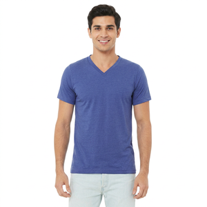 Custom Plain Men <b>V</b> Neck T Shirt Made of Cotton Slim <b>Fit</b> Style Fashion Fabric Men Slim <b>Fit</b> <b>V</b> Neck Tshirt - Product Image 1