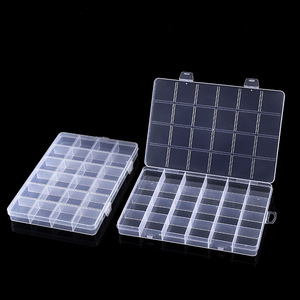 Transparent <b>Plastic</b> <b>Storage</b> Box 24 Compartment With Fixed Slots For Jewelry Beads Parts Sorting Desktop Organizer - Product Image 1