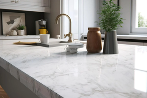 Losa de <span class=keywords><strong>Cuarzo</strong></span> <span class=keywords><strong>Blanco</strong></span> Calacatta Sin Sílice YDSTONE, Piedra Artificial Sin Sílice <span class=keywords><strong>para</strong></span> <span class=keywords><strong>Encimeras</strong></span> de Cocina y Baño - Product Image 4