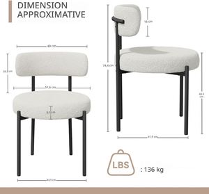 Silla de Comedor Moderna de Lujo, Tapizada en Tela + Metal, Ligera, Portátil y Ecológica para Hogar, Cocina y Parque - Product Image 4