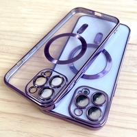 Coque de téléphone antichoc TPU aimants souples charge sans fil placage cadre boîtier de téléphone Transparent pour iPhone 16 15 14 13 12 11