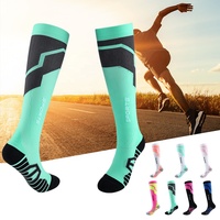 Chaussettes de compression professionnelles pour le dropshipping, usine OBM, chaussettes montantes colorées en Spandex/Polyester pour jeunes, course à pied et cyclisme printemps