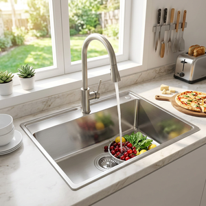 Fregadero de cocina de acero inoxidable 304 de un solo tazón extra grande para empotrar — Protector de sonido de alta resistencia, Grado comercial, Directo de fábrica OEM - Product Image 1