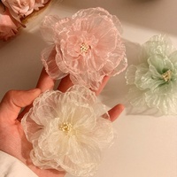 Pince à cheveux en maille faite main Sweet Fairy Crystal, motif floral, accessoire de coiffure latéral pour les vacances, pince latérale pour franges, accessoires capillaires pour la plage