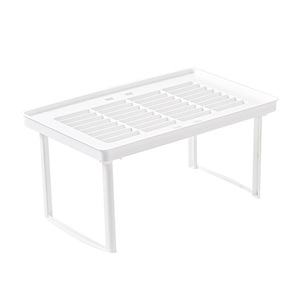 Desktop Storage Rack For Cups Coffee Tea Sets Foldable Rectangle Office Organizer Standing Type 3 Tier White - Product Image 5