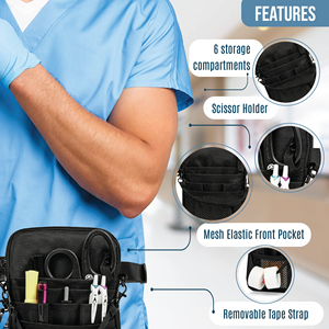 Riñonera de Enfermera 4 en 1 con Bolsillos para Equipo Médico, Porta Cintas y Almacenamiento Utilitario para Estetoscopio - Product Image 3