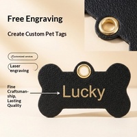Etiquettes pour chien en cuir PU écologique résistant à l'usure, gravables, avec œillet métallique, étiquette d'identification personnalisée pour collier de chien