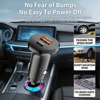 Chargeur de voiture rapide KC-07 QC3.0 USB/PD 20W-48W avec affichage de la tension et du courant, adaptateur de charge rapide USB pour voiture