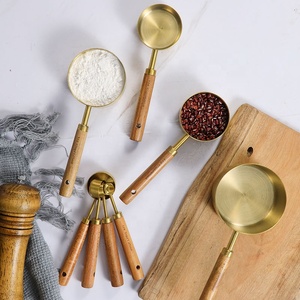 Acacia xử lý thép không gỉ mạ vàng đo lường cup Đo muỗng đặt 8-Piece nướng nấu ăn đo cup - Product Image 2