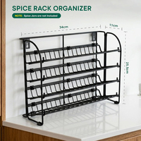 Étagère à épices à 4 niveaux, support de rangement pour pots à épices en métal, à poser ou à fixer, sans pots