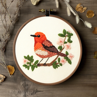 Kit de broderie semi-finie DIY pour débutants, motif oiseau Magpie, en coton, artisanat de Noël