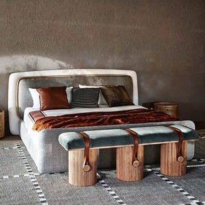 Italian Style Color Block <b>Double</b> <b>Bed</b> for Cloud <b>Bed</b> Postmodern Minimalist Black <b>White</b> Striped Villa Bedroom Custom Guangdong Colo - Product Image 5