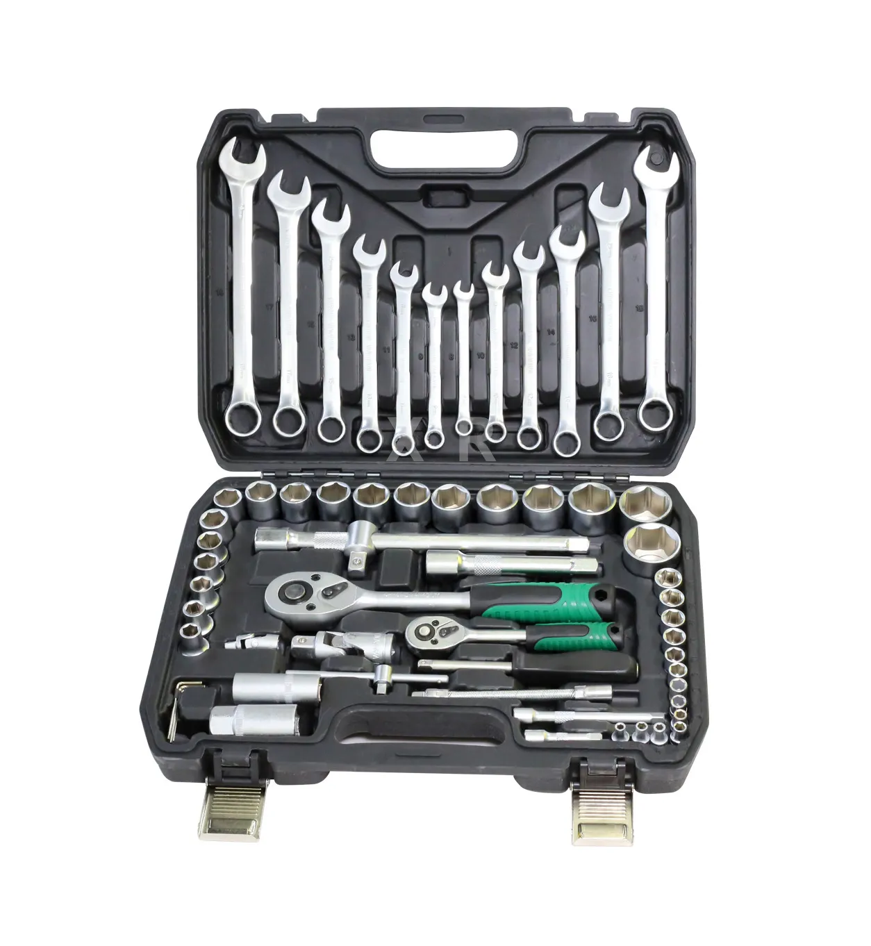 61Pieces 1/2 1/4 Drive Hand Tool Set Mechanics Wrench Socket Driver Household Repair Tools Kit set