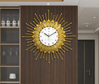 Jam Dinding Digital Modern Mewah Desain Daun Emas, Tanpa Suara, untuk Ruang Tamu dan Kamar Tidur