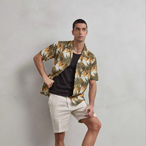 Camisa Hawaiana Estampada de Estilo Floral para Hombre, Holgada, Informal, de Verano, para Vacaciones, de Manga Corta - Product Image 1