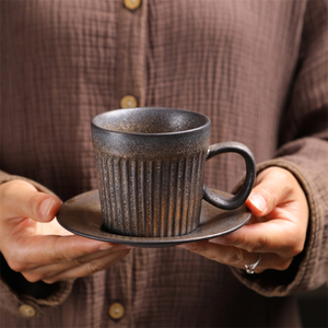 Tasse à café en céramique de style japonais pour une personne, faite à la main en poterie rustique, 170 ml, compatible lave-vaisselle et micro-ondes, écologique, pour usage domestique - Product Image 6