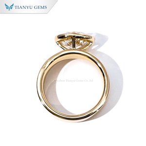 แหวนแต่งงานผู้ชาย TIANYU GEMS ทองคำ 14K สีเหลือง ประดับเพชรโมอิสซาไนต์ทรงรีสีแชมเปญ - Product Image 3