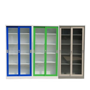 Étagère à livres moderne en métal à 5 niveaux avec porte coulissante en verre trempé, bibliothèque en fer, meubles de salon, rangement de bureau, garantie de 5 ans - Product Image 6