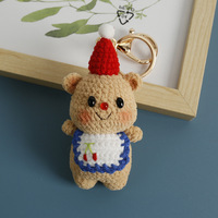 Porte-clés ours en peluche de Noël fait main au crochet, adorable ours tricoté avec chapeau, charmant porte-clés à suspendre au sac
