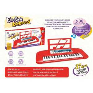 Strumento musicale giocattolo per organo elettronico a 37 tasti in rosso con batterie 3 * AA senza batteria