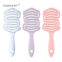 Brosse à cheveux incurvée en S, couleur pastel, avec logo personnalisé, pour volume et massage du cuir chevelu