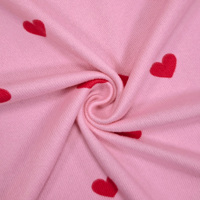 Tissu en jersey brossé à grosses aiguilles imprimé en forme de cœur, 95 % polyester, 5 % élasthanne, personnalisé en gros pour robes et pantalons pour femmes