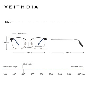 Veithdia Metal Full Rim Optical Glasses Frame Anti Blue Light Unisex Business Style <b>Medium</b> Size - Product Image 5