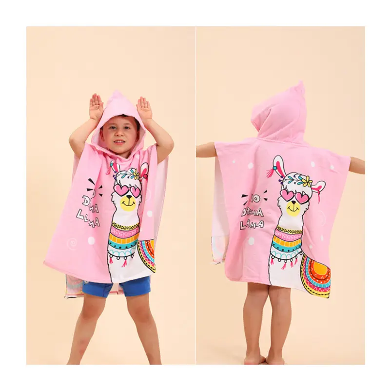 Factory Low Moq Custom Microfiber Lightweight Absorbent Sand-free Hooded Poncho Beach Towel Baby Kids Bath Towel with hood