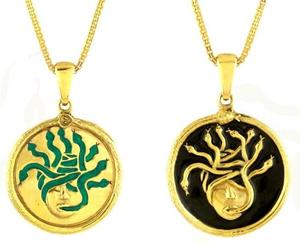 Custom 18k Gold Plated Double Layer Gorgoneion <strong>Medusa</strong> Pendant Coin <strong>Necklace</strong> - Product Image 6