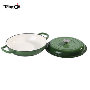 Indispensable pour la cuisine : <span class=keywords><strong>Cocotte</strong></span> <span class=keywords><strong>en</strong></span> <span class=keywords><strong>fonte</strong></span> émaillée peu profonde avec couvercle, idéale pour les cadeaux de fêtes, usage domestique et professionnel double. - Product Image 3