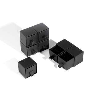 Custom Logo Black Sliding Drawer Jewelry Gift <b>Box</b> for Stud <b>Earrings</b> Ring Paper Packaging OEM ODM Wholesale - Product Image 2