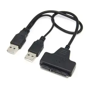 Dual USB 2.0 To Sata 7+15pin Data Cable sata to usb converter cable With sata cable power supply for 2.5Inch HDD Hard Disk Drive