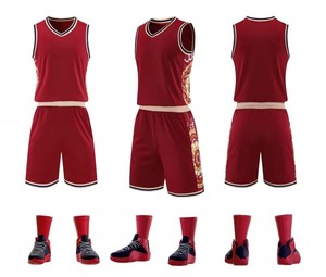 Ensemble de maillots de basket-ball personnalisés par sublimation, col en V, sans manches, uniforme d'équipe, kit sportif à séchage rapide pour l'entraînement - Product Image 5