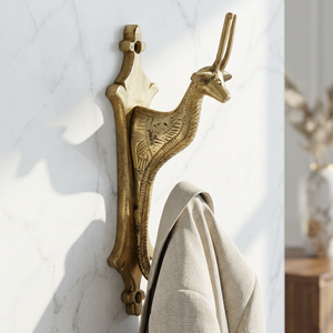 AK Brass Deer Design Brass Wall <b>Hook</b> Antique Brass Finish Metal <b>Decorative</b> <b>Coat</b> Hanger Hotel Room <b>Hook</b> Home Decor - Product Image 3