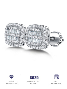 New Trendy Wholesale Square <strong>Earrings</strong> S925 Sterling Silver Luxury Moissanite GEM Women <strong>Fine</strong> <strong>Stud</strong> <strong>Earrings</strong> - Product Image 4