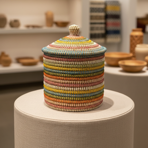 Cesti Portaoggetti Decorativi Moderni in Cotone Naturale Intrecciato con Coperchio, Impilabili e Appendibili per il <span class=keywords><strong>Bagno</strong></span> - Product Image 4