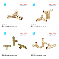 Offre Spéciale – Raccord en T en laiton NPT BSPT 3/4'' avec filetage mâle et raccord cannelé pour tuyau d'air/de jardin