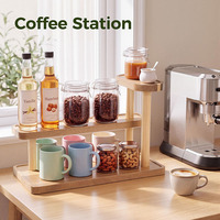 Support à thé et café multifonctionnel en bambou HUNDRED pour comptoir de salle de bain et bureau