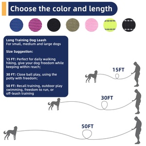 Juego de correa de collar de perro de nailon del fabricante BSCI 15 pies 20 pies 30 pies 50 pies para entrenamiento de recuperación de obediencia y seguimiento de perros - Product Image 5