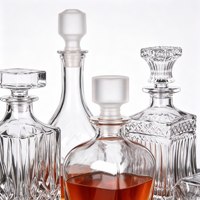 Ensemble de carafes à liqueur en verre gravé, bouteilles carrées et rondes transparentes pour whisky, brandy, bar à domicile, cadeau