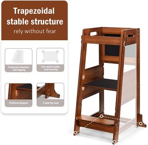 Torre de aprendizaje Montessori de bambú, taburete escalón de madera para niños, torre de ayuda para <span class=keywords><strong>cocina</strong></span> - Product Image 3