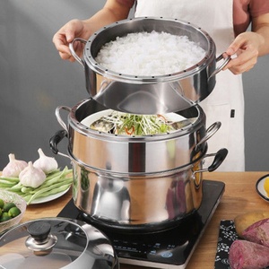 Olla <span class=keywords><strong>Vaporera</strong></span> Comercial Multicapa <span class=keywords><strong>de</strong></span> Acero Inoxidable, Gran Capacidad, Ecológica, Moderna, con <span class=keywords><strong>Tapa</strong></span> <span class=keywords><strong>de</strong></span> Vidrio para Cocina <span class=keywords><strong>de</strong></span> Gas - Product Image 4