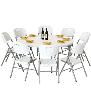 공장 가격 접이식 식탁 및 의자 정원 연회 플라스틱 접이식 테이블